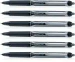 Pilot Hi-Tecpoint V7 RT Fine Point Liquid Ink Pen | Tip Size - 0.7MM | Retractable and Refillable | Dimpled Rubber Grip with Unique Dimple Tip Technology | Ink Colour - Black | Pack of 6