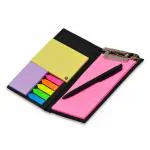 COI Notepad Memo Holder Desk Organizer Diary with Colorful Sticky Notes with Pen (Neon Pink)
