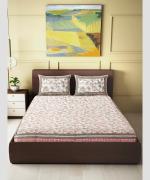 Jaipur Weaves 120 TC Cotton Queen Floral Flat Bedsheet (Pack of 1, Pink, White)