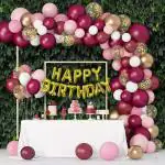 Party Midlinkerz Burgundy, Light Pink, White Confetti and Latex Metallic Balloon Decoration Kit (Pack of 49)