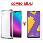 Kite Digital Vivo Y90 Transparent Bumper Shock Proof Corner Soft TPU Silicone Flexible Back Case Cover and Premium Tempered Glass Screen Protector