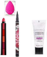 BUYTYA HDA36 Pro Waterproof Sketch Pen Eyeliner, Long Lasting Super Matte 5 in 1 Lipsticks, Beauty Blender Makeup Sponges, Illuminating Waterproof Makeup Base Primer