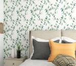 JAAMSO ROYALS White With green Leaves Vinyl Self Adhesive Peel and Stick Wallpaper ( 1000 CM X 45 CM )