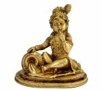 Idol Collections Gold Brass Baby Krishna Murti Statue, 8 Inch
