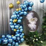 Joysome Chrome Gold and Chrome Blue Rubber Balloons for Party and Celebration - 40 Pcs