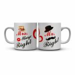 Mariners Creation Multicolor Resin Valentines Day Mr. Right And Mrs Always Right Mugs (Pack Of 2)