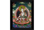 SAF Multicoloured Goddess Tara Thangka Painting Framed Premium Wall Art 11 inch x 14 inch Wall Painting SANFK33257