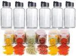 Glass Spice Jars Square Glass Bottles with Black Labels (120 ML Each Bottle) 4 pcs