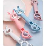 4 in 1 Multi-Purpose Bottle & Open All Bottles Opener Cartoon Shape Plastic Design to Grip Jar & Bottle Opener Smooth Edge & Rotating Knob with Comfortable Hand Grip Tin Cutter (PACK OF 2)