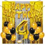 Zyozique 36 Pcs Combo 4th Birthday Party Decorations,Birthday Decorations kit for Boys 4th birthday,Baby Birthday Decoration Items 4 Year ,4th Birthday Decoration Items For Boys Gold & Black Birthday Decoration