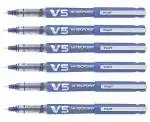 Pilot Hi-Tecpoint V5 Cartridge System Extra Fine Point Liquid Ink Pen | Tip Size - 0.5MM | Refillable with Cartridge | Ink Colour - Blue | Pack of 12