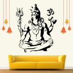 StickMe Multicolor Vinyl Meditating Shiva Wall Sticker