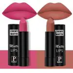 PERPAA Creamy Matte Lipstick Combo Set Of 2 Bright Long Stay Intense Color 3.5gm Each|Pink Fusion,Caramel