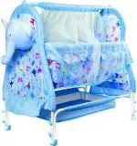Pandaoriginals BEST QUALITY BABY CRADLE|SOFT CUSHION Baby Jhula Cute Elephant Face (Blue)