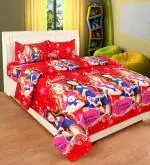 VORDVIGO 3D Polycotton Double bed bedsheet with two Pillow cover_Size-88*88 inch ( Barbie Design)