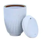 Eha Earth Friendly Retro Coffee Mug with Lid | Tea Cup Set | 350 ml | Made with Rice Husk | Microwave Safe Mugs for Gifting | 1 Unit | Azur