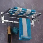 Plantex Stainless Steel Folding Towel Rack for Bathroom/Towel Stand/Towel Holder/Bathroom Accessories (24 Inch) - Chrome