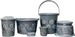 Uma Round Bathroom Set 6-Pieces Bathroom Accessory Set (Plastic) 20 L Plastic Bucket  (Grey)