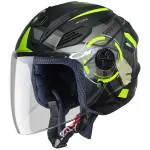 Steelbird SBA-6 7Wings Gravity Open Face ABS ISI Certified Helmet (Large 600 MM, Matt Black Neon with Clear Visor)
