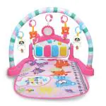 BUMTUM Baby Piano Play Mat Gym & Fitness Rack With Hanging Rattles Keyboard Set With Music Mode | Hut Print (Pack of 1, Pink)