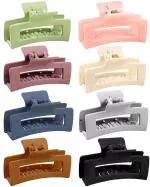 Samyak Combo of 6 Korean Trend Matte Rectangular Shaped Strong Hold Non Slipped Hair Clip Barrette Claw Clutcher Jaw Clamp Hair Accessories For Women & Girls, Random Colors