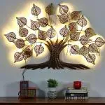 Antaryuga Multicolor03 Metal Glamour Tree Small With Led Lights Decorative Wall Art, 90 X 4 X 60 cm