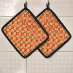 Indigifts Oven Microwave Pot Holders Set of 2, 8 x 8 Inch Yellow & Green for Cooking & Baking - Heat Resistant, Thick & Safe, Protection of Hands from Hot Utensils,(Yellow)