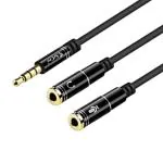 SeCro 3.5Mm Male to 2 Female Headphone Mic Audio Y Splitter Cable for Gaming headset