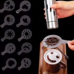 ANJ EKART 16PCS Coffee Stencils, Frosted Transparent Coffee Decorating Template Art Stencils for Latte Cappuccino