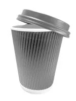 Biodis Ripple Paper Wedding Disposable Coffee Tea Cup - 100 Pieces, Black with Black Lid, 360 ml
