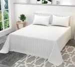 Purav Light Plain Bedsheets for Double Bed Cotton with 2 Pillow Covers, King Size 100 x 90 inches - White