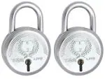 Harrison Padlocks/Round Padlock 40mm 6 Lever with 3 Keys T-26LITE-0532 Pack of 2/ Mild Steel Material/Bright Chrome Polished Finish/Door Lock, Shutter Lock, Godown Lock, gate Lock