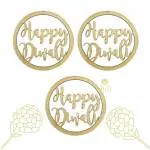DULI DIY MDF Cutout Diwali Decoration Happy Diwali DIY MDF Blanks Cutouts for Decoration (Pack of 3)
