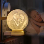Evergreen Customized 3D Moon Night Lamp with Photo and Text/Gift for Anniversary, Birthday, Wedding (6.2cm)
