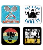 Whats Your Kick Badminton Games Its Time To Sport Badminton Quotes Printed Set of 4 Coaster With Metal Stand