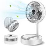 CRAFTIFY USB Rechargeable Height Adjustable Telescopic Folding Fan 5 Star 150 MM 3 Blade White