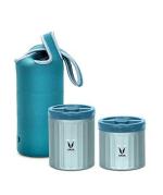 VAYA PRESERVE Lunch Kit (Pack of 1 x 500 ml, 1 x 300 ml Blue Vacuum Insulated Stainless Steel Meal Container, 1 x Blue Lunch Bag)