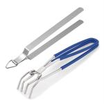 Finality Blue, Silver Stainless Steel, Pvc Roti Tong And Chimta (Combo Of 2)
