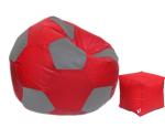 Autarky Super Leatherette Football Shape Double Stitching Bean Bag Cover and Round Puffy Cover (Without Beans) (4XL, Red & Grey)