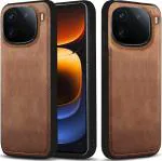 Excelsior Premium PU Leather Back case Cover with 360 Degree Full Body Protection | Shockproof for iQOO 12 5G (Brown)