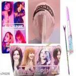 BLACKPINK Team Pencil Case / Pouch with BLACKPINK Hard bound Diary , HAIRBAND & PEN For Girls / Stationery Pencil Pouches Non-Toxic Water Proof Pencil
