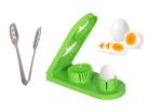 Urban Buy Stainless Steel Momo Tong with Plastic Egg Slicer Cutter, 2 in 1 Egg Slicer Multi Purpose Egg Dicer & Wedger and Multicolour, Pack of 2