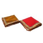 My God Gift - A promise of Quality (20X20 INCH) Puja Aasan Cloth/Puja Aasan Kapda/Puja Chowki Altar Cloth for Home & Mandir/Temple/God/Goddess with Emboidery(PACK OF 2 ) RED OR YELLOW