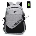 Stylish Backpack With USB Charging Port, Water Resistant with College Computer Bag for Men & Women (Grey) 