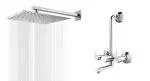 Prestige Step Brass Wall mixer 2 In 1 With 8*8 shower With 15 inch Arm (Pc of 1)