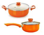 NIRLON Orange Kitchen Ceramic Cooking Non-Stick Aluminium Set, 2 pcs