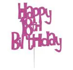 Festiko Glitter Hot Pink Happy 18th Birthday Cake Topper For Birthday, Anniversary