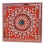 Chitra Artworks Mud Mirror Art Wall Decor (Red) 31 x 31 x 2 cm