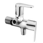 ARMANIYA Gold Brass BIB Cock 2 in 1 Double Handle | Brass | Quarter Turn | 298 GM Bib Cock with Silver Color | Wall Mounted