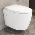 Plantex Platinium Ceramic Wall Hung Western Toilet/Water Closet/Commode With Soft Close Toilet Seat (APS 776, White)
